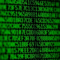 Random hexadecimal codes on a computer monitor.  Shallow depth of field.